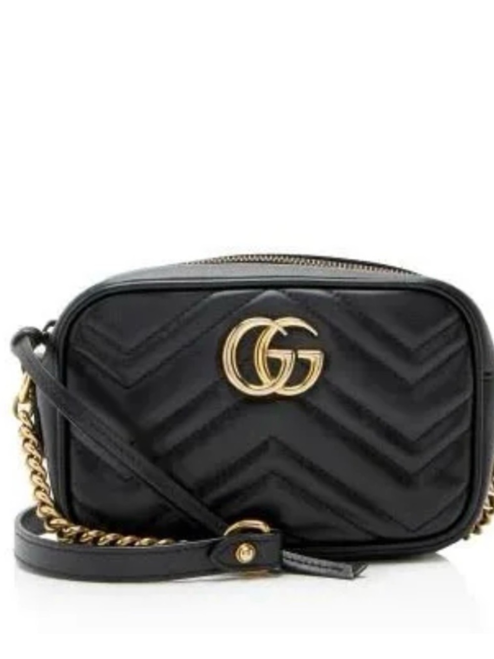 Gucci Black Matelassé GG Shoulder Crossbody Bag with Gold Hardware - Picture 1 of 4